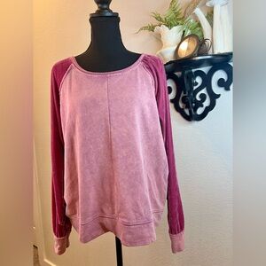 Umgee Boutique Mauve Pink Velvet Long Sleeve Pullover Blouse Sz S See Details